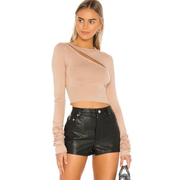 h:ours x REVOLVE Jaclyn Crop Sweater Natural XS NWT SOLD OUT - Picture 1 of 10